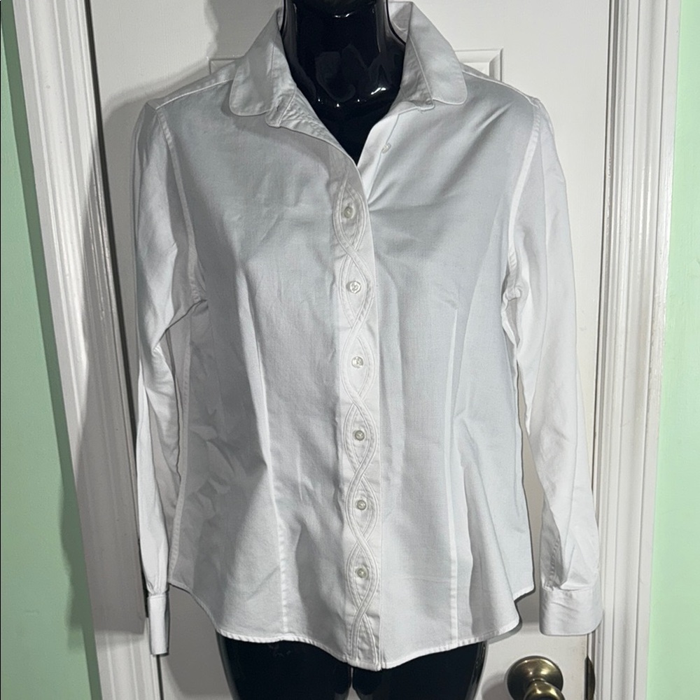 Brooks Brothers White Oxford Button Down Classic Style Petite Workwear Size 10P